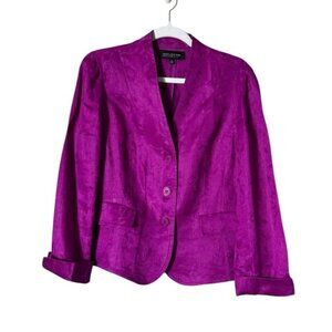 Jones New York Womens Linen Blazer Jacket Size 12P Beachy Lagenlook Career Pink